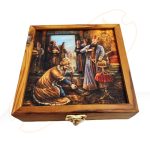 باکس زعفران کادویی چوبی طرحدار با زعفران سوپر نگین